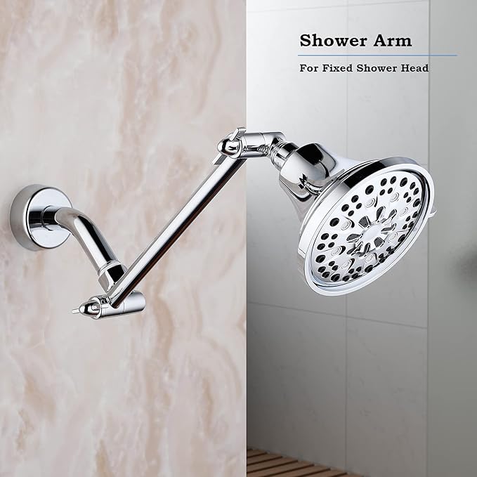 Chrome Shower Head Extension, 10 Inch Solid Brass Shower Extension Arm - Image 5