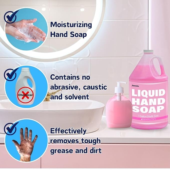 Hand Soap Gallon Refill, Cleansing Liquid Soap, Soothing Pink Lotion Soap Refill - Image 4