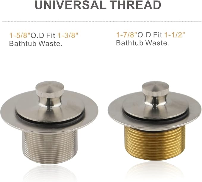 Bathtub Tub Drain Conversion Kit Assembly, Wellup Lift and Turn Twist Tub Drain - Image 7