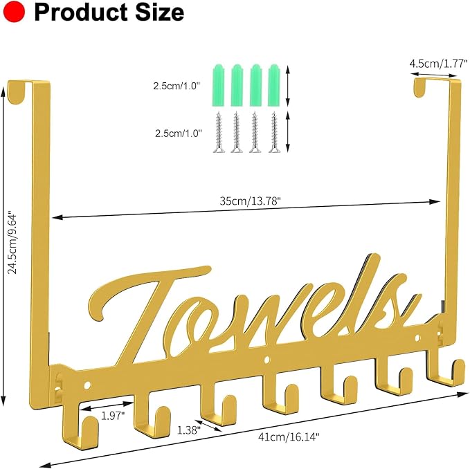 Over The Door Hooks, Heavy Duty Wall Mount Towel Hanger - Image 2