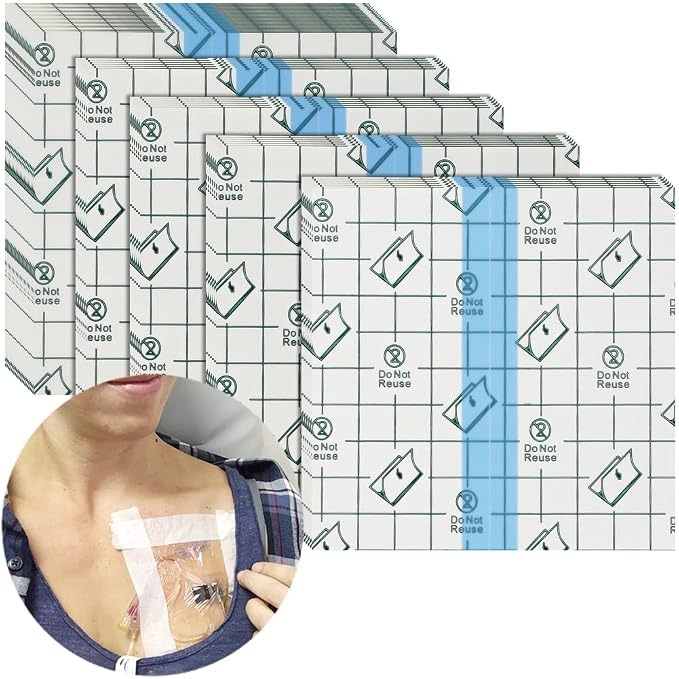 50 Pcs Chest Port Shower Cover Waterproof Adhesive Bandage Protector 4 x 4 Inch by Unknown