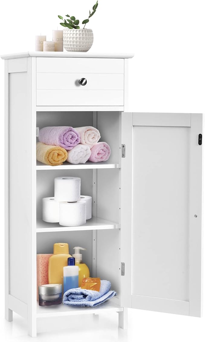 COSTWAY Bathroom Storage Cabinet, Single Door Floor Cabinet by COSTWAY
