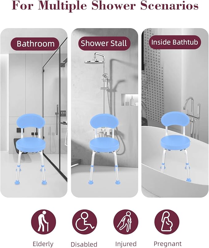 Swivel Shower Chair, 360° Non-Slip Shower Seat - Image 5