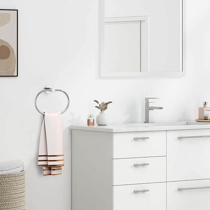 Angle Simple Towel Ring, Stainless Steel Swivel Hand Towel Holder Rack Hanger - Image 2