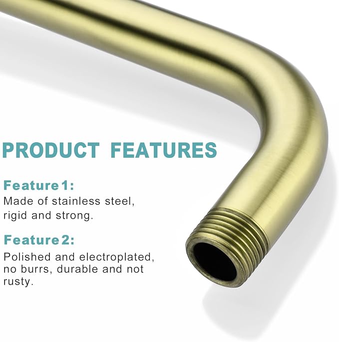 BESTILL 16 Inch L-Shaped Shower Head Extension Arm, Shower Arm and Flange - Image 4