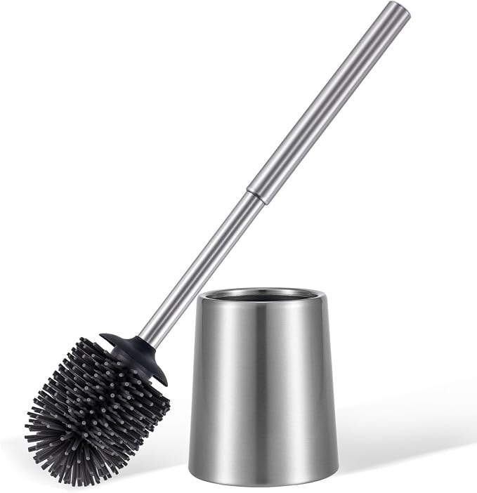 Stainless Steel Toilet Brush and Holder Toilet Brush Bowl Cleaning Brush Double by Smartbin