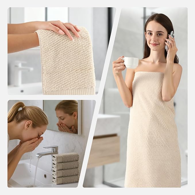 REDKISS Luxury Bath Towel Set of 8, 100% Cotton Bathroom Towels Set - Image 7