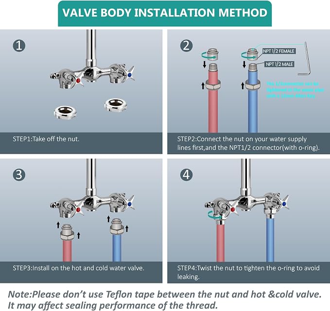 Aolemi Outdoor Shower Kit Outdoor Shower Fixtures Faucet System Double Handle - Image 7