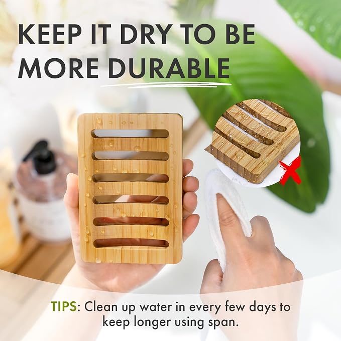 AmazerBath Soap Holder, Bamboo Soap Dish, Wooden Soap Holder Soap Dish - Image 5