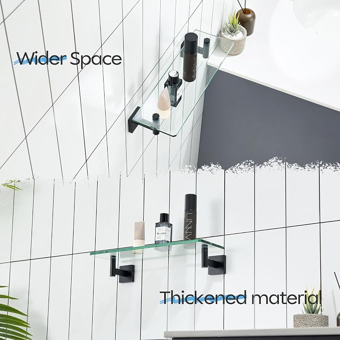 KOKOSIRI Bathroom Shelves Glass Floating Shelf 16-Inch - Image 4