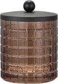 Amber Colored Tranlucent Apothecary Etched Geometric Grid Glass Jar W/Matte by IndecorHome