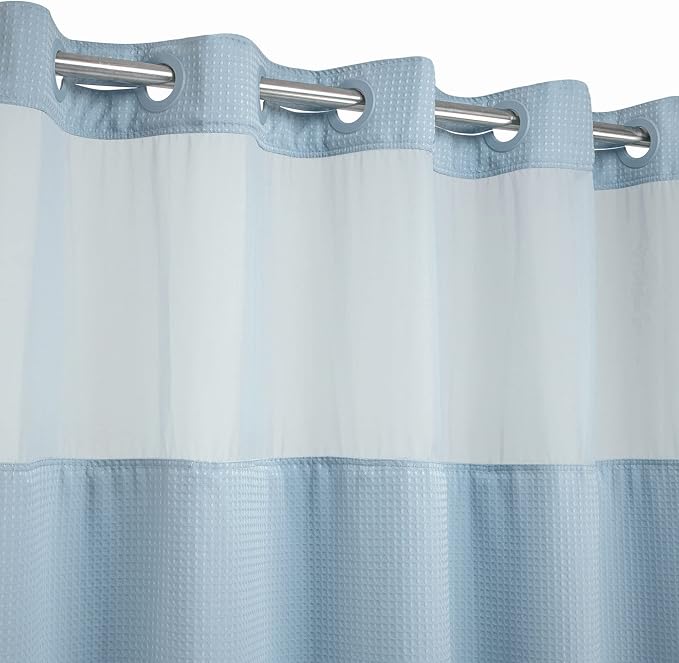 River Dream Heavyweight No Hooks Required Dotted Waffle Weave Shower Curtain - Image 3