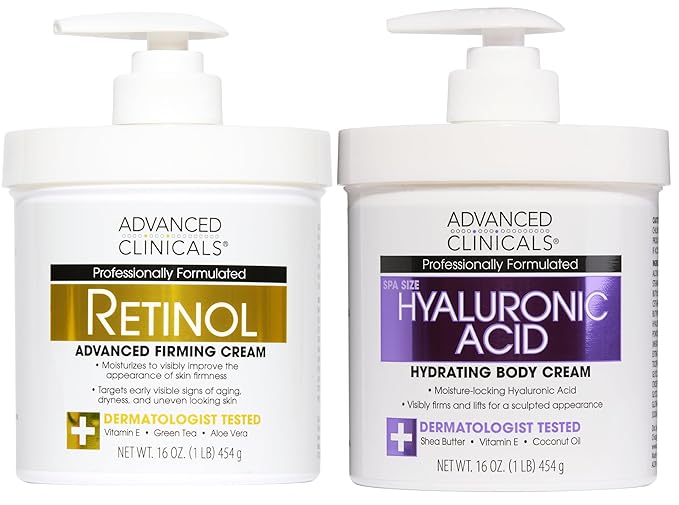 Advanced Clinicals Retinol Body Cream + Hyaluronic Acid Moisturizer 2pc by AdvancedClinicals