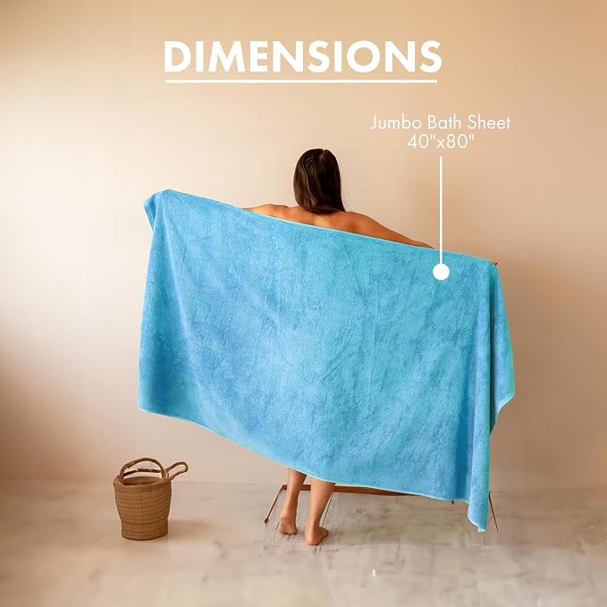SALBAKOS 100% Turkish Cotton Jumbo Bath Sheet Towel Oversized 40x80 inch | - Image 8