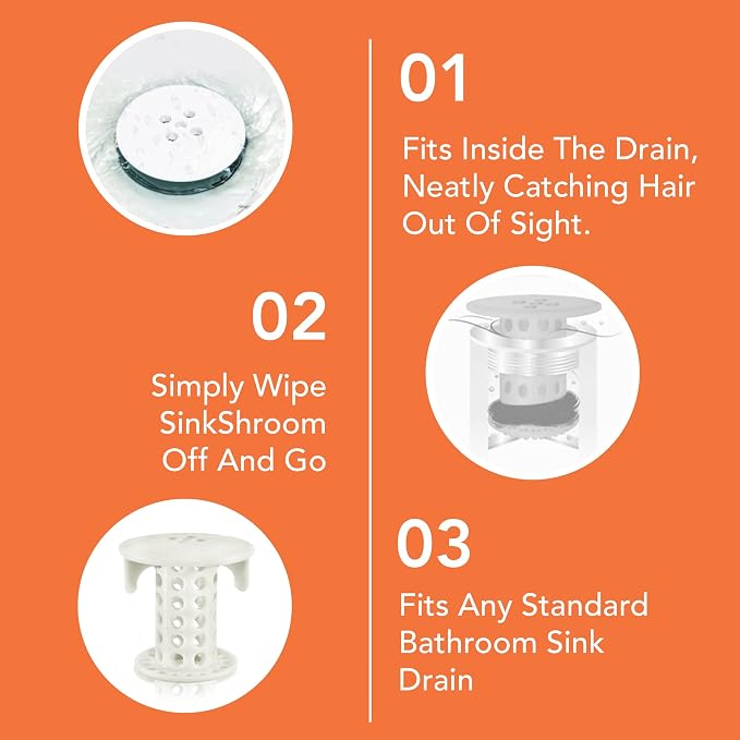 SinkShroom The Revolutionary Sink Drain Protector Hair Catcher/Strainer/Snare - Image 9