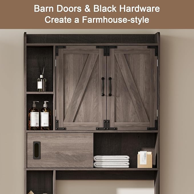 ChooChoo Over The Toilet Storage Cabinet, Farmhouse Bathroom Storage Cabinet - Image 3