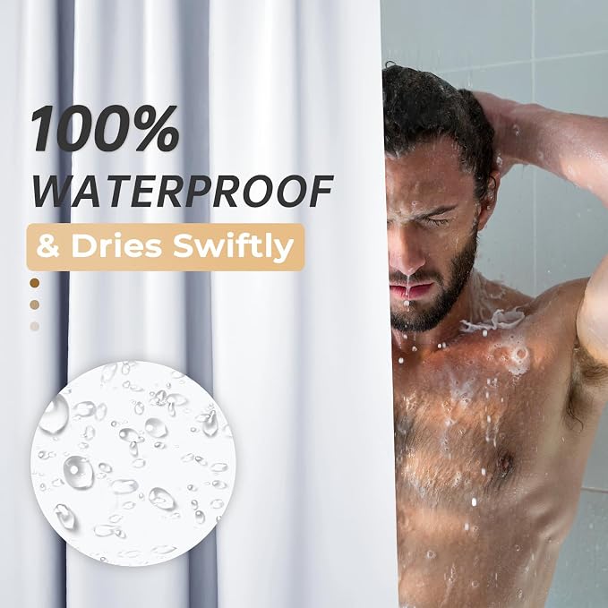 AmazerBath Plastic Shower Curtain 84 Inches Long, 72 x 84 White Weighted Extra - Image 4