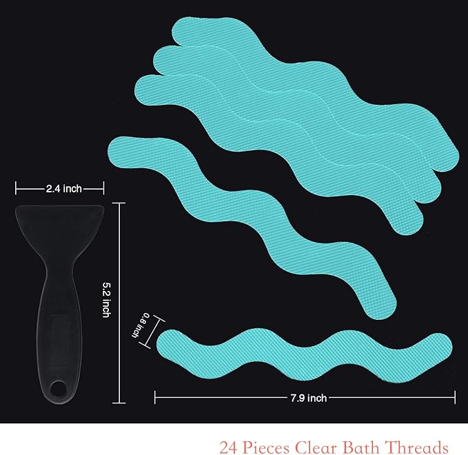 Anti Slip Shower Stickers, Adhesive Decals Safety Strips Scraper - Image 3