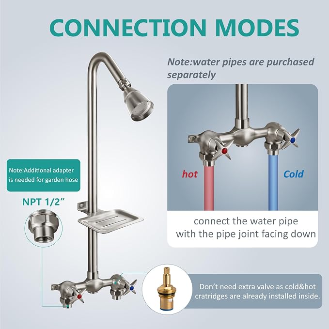 Aolemi Outdoor Shower Kit Fixtures Faucet System - Image 8