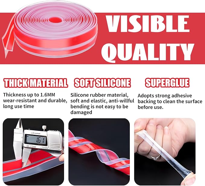9.8Ft T-Shaped Clear Weather Stripping Door Seal, Door Draft Stopper Silicone - Image 3