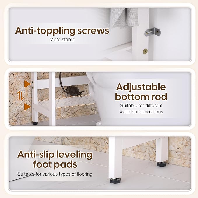 Over The Toilet Storage with 2 Baskets, 4-Tier Bamboo Organizer Rack with Paper - Image 5