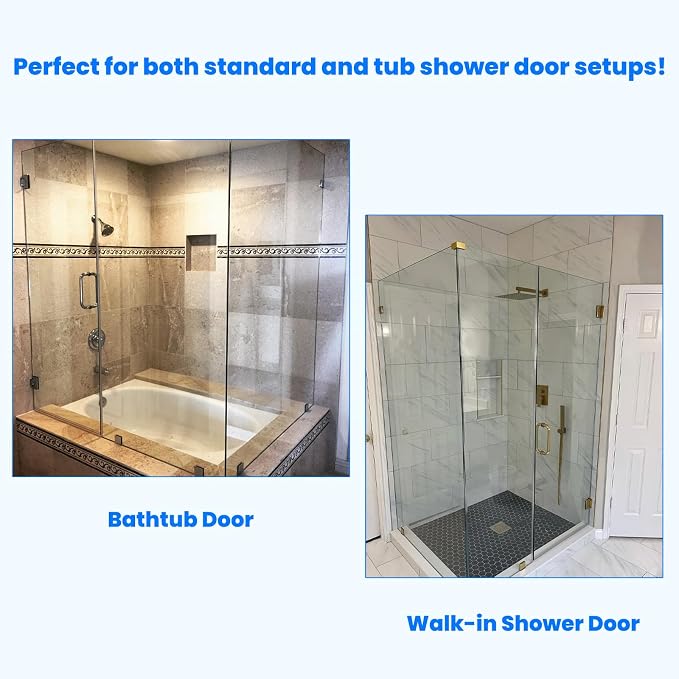 Shower Door Hardware Kit for Frameless Corner Shower Setup, Includes Hinges - Image 7