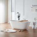 Cpingao 59" Solid Surface Freestanding Bathtub, Stone Resin Soaking Tubs by Cpingao