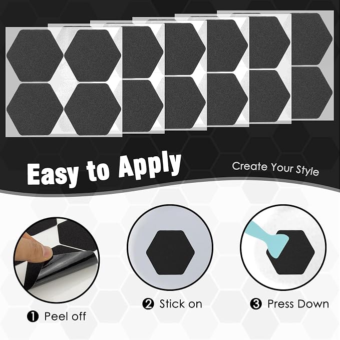 S&X 24 Pcs Shower Non Slip Stickers, Modern Black Bathtub Non Slip Stickers - Image 7