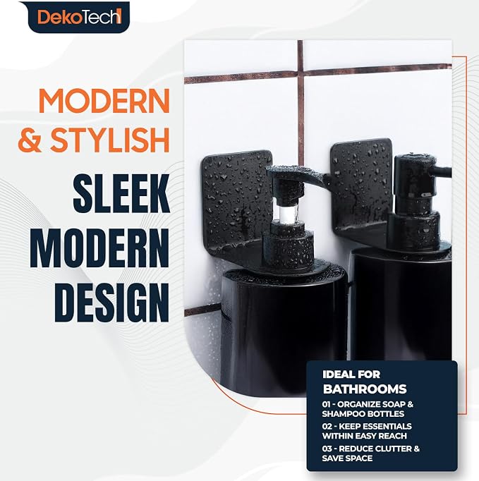 Wall-Mounted Shower Bottle Holder, Adhesive Shampoo and Soap Dispenser Rack - Image 6