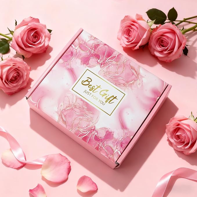 Christmas Spa Gift Basket with Bath Essentials- Pink Rose Relaxation Kit Set - Image 9