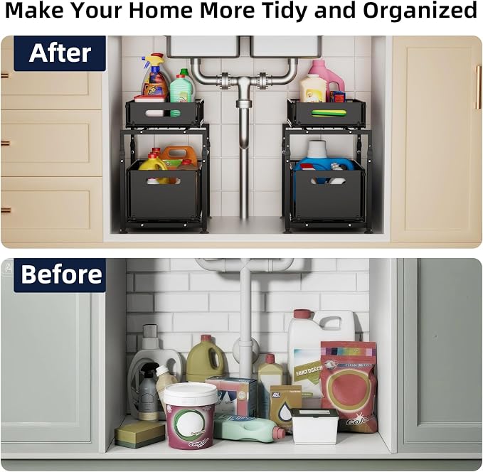 MIKEE Under Sink Organizer, 2 Tier Under Sink Organizers and Storage, Bathroom - Image 9