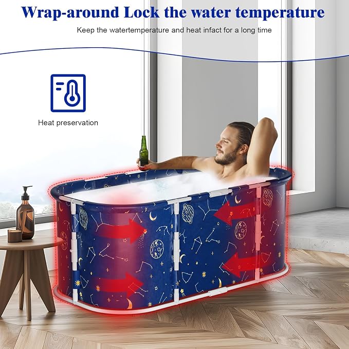 Portable Tub for Adults, Large Collapsible Foldable Bathtub 56in Length - Image 4