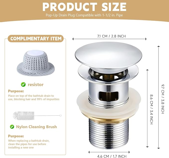 【Limited-time Promotion】 Pop Up Freestanding Tub Drain Plug, 2025 Upgraded - Image 5