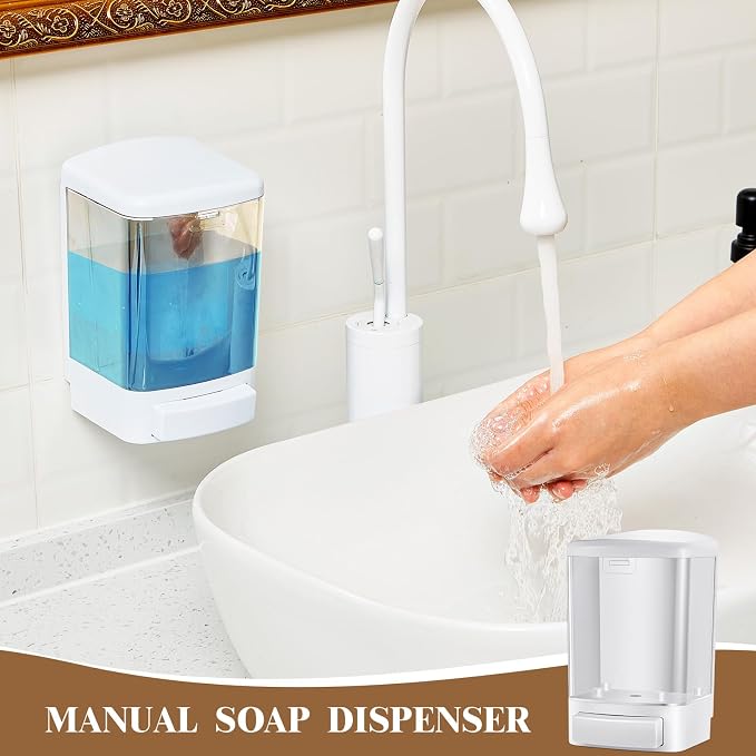 Hushee 4 Pcs Plastic Wall Mounted Soap Dispenser Commercial Manual Soap - Image 5