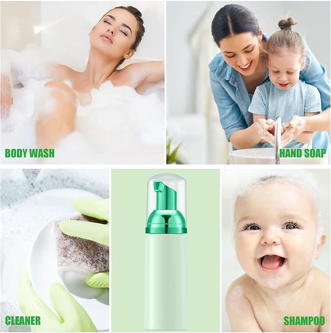 Lil Ray 2 Oz Empty Green Foam Pump Bottle, Travel Foamer Soap Dispenser - Image 4