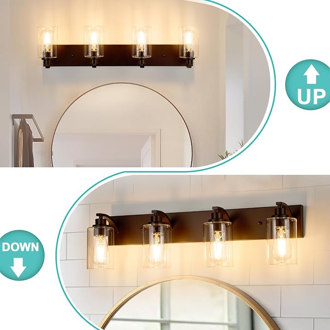 4-Light Bathroom Light Fixtures Modern ORB Vanity Lights - Image 4