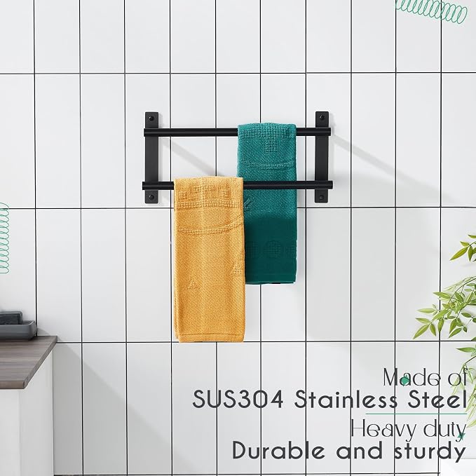 KOKOSIRI 16 Inch Double Towel Bar Bath Towel Racks Bathroom Towel Holder Towel - Image 4