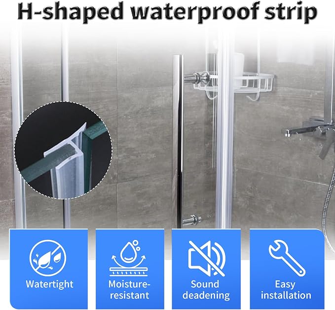 Shower Door Side Seal Strip, 39 Inch H-Type Frameless Shower Door Seal - Image 3