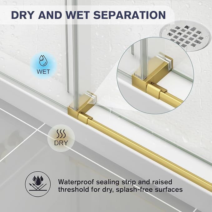 Frameless Shower Door, 43-48" W x 76" H Sliding Glass Shower Door, 1/4''(6mm - Image 7