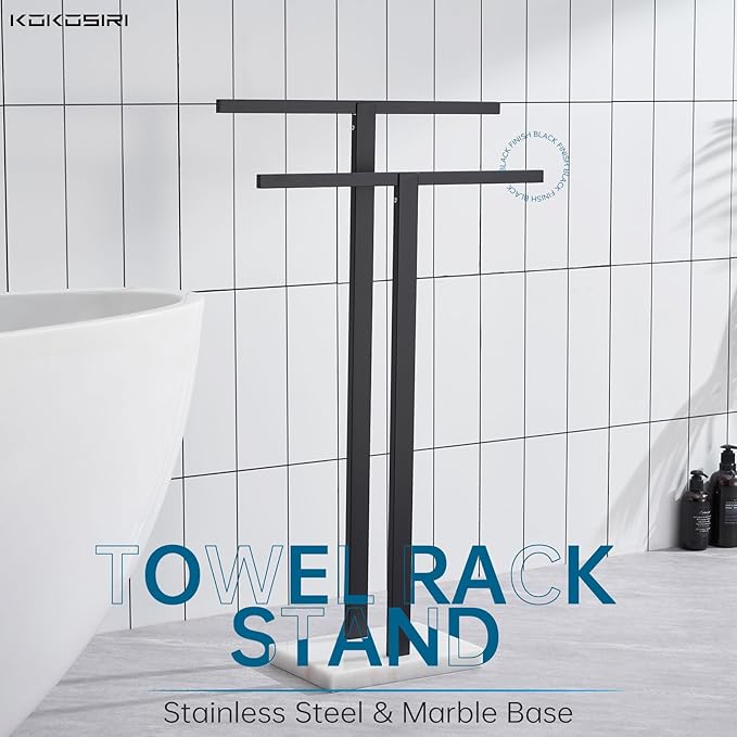 KOKOSIRI Bathroom Towel Rack 2-Tier Standing Towel Racks - Image 5
