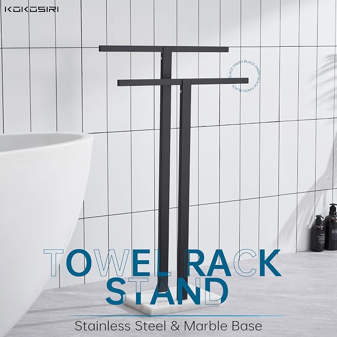 KOKOSIRI Bathroom Towel Racks 2-Tier Standing Towel Bars - Image 2