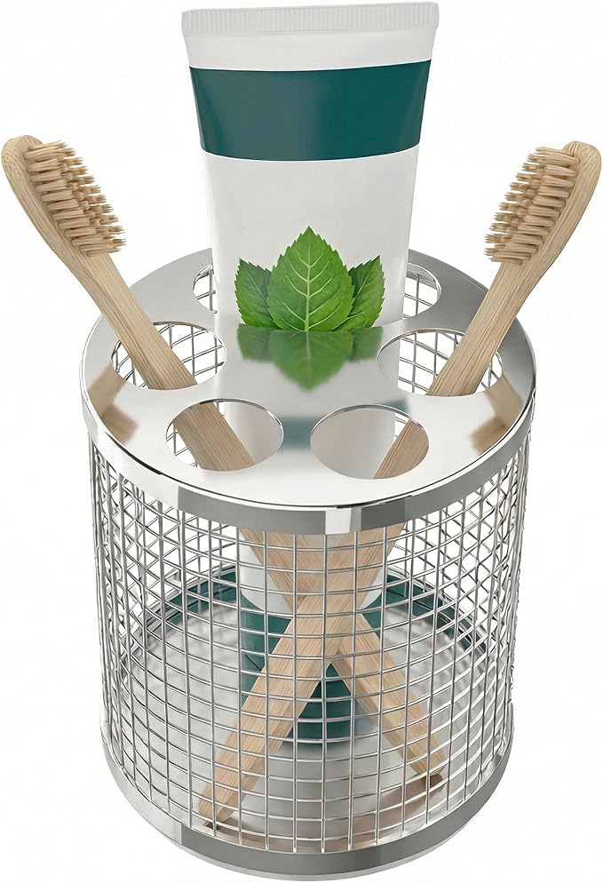 Toothbrush Holder Stand for Bathroom, 304 Stainless Steel Ventilated Organizer by VISCOGRIP
