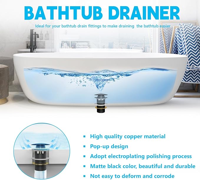 【Limited-time Promotion】 Pop Up Freestanding Tub Drain Plug, 2025 Upgraded - Image 2