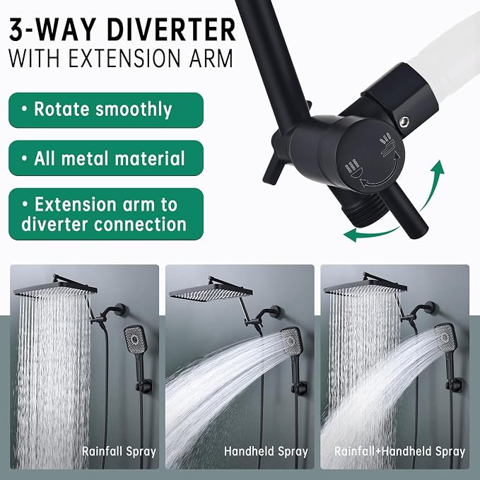 Shower Heads with Handheld Spray Combo, 13 Inches Rain Shower Head with 4 Mode - Image 4