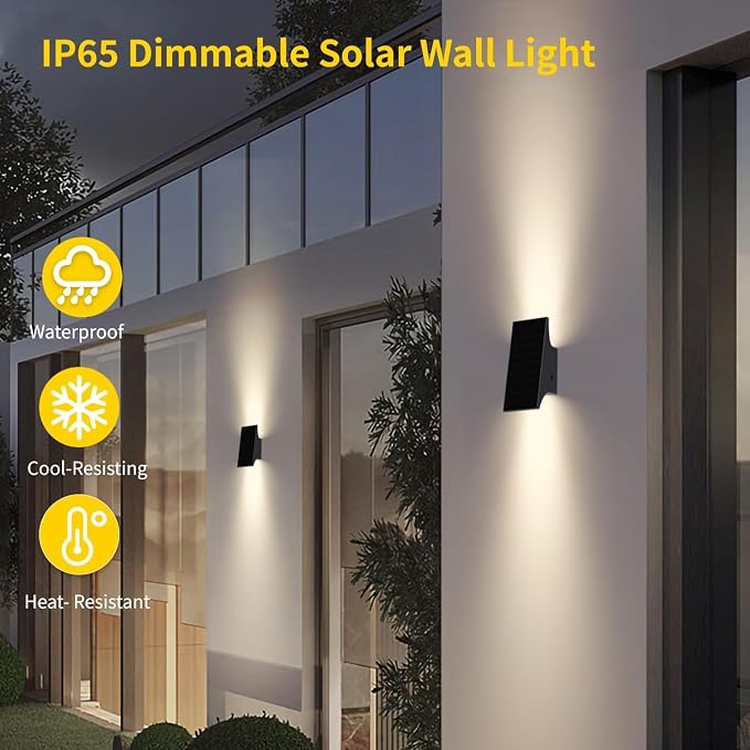 Solar Outdoor Lights, 3000K 700LM Solar Wall Lights Outdoor Up and Down - Image 2
