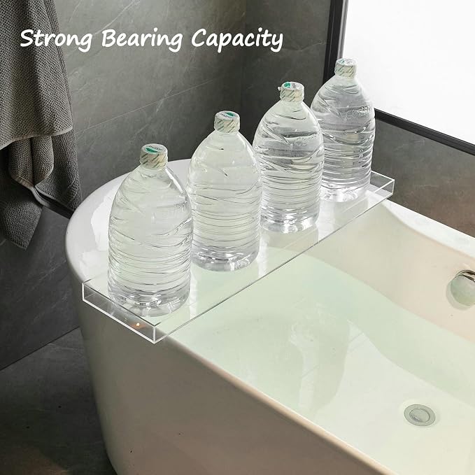 SHUNLI Clear Bathtub Caddy Tray, Bath Tub Tray Shelf Table, Bathroom Shower - Image 5