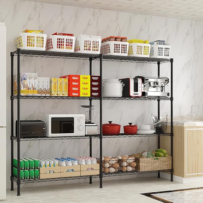 4 Tier Storage Racks Shelving, Heavy Steel Pantry Shelves, Adjustable Wire - Image 6