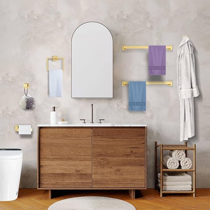 10-Piece Brushed Gold Bathroom Hardware Set Gold Towel Bar Set, Towel - Image 7