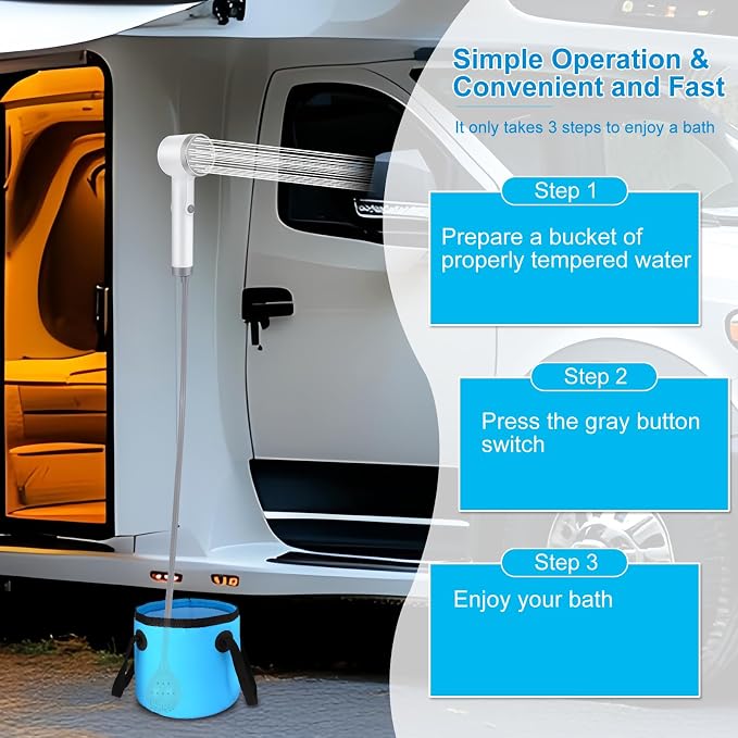Portable Shower for Camping, Rechargeable Outdoor Shower Pump - Image 3