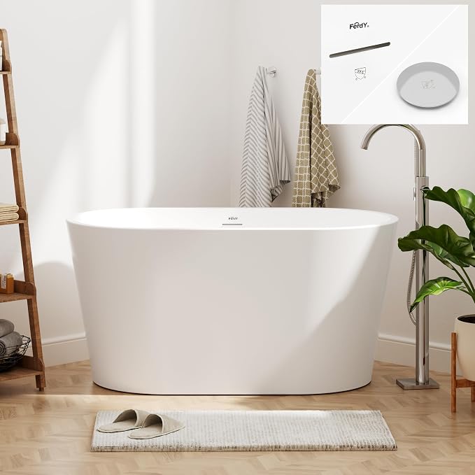 FerdY Shangri-La 47" Acrylic Freestanding Bathtub, Small Classic Oval Shape - Image 8